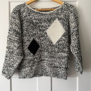 Vintage Diane Von Furstenberg Black and White Geometric Sweater
